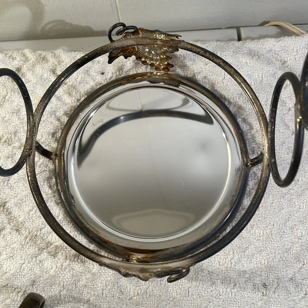 VINTAGE Ice Bucket Studio Silversmith Grape Glass & Silverplate